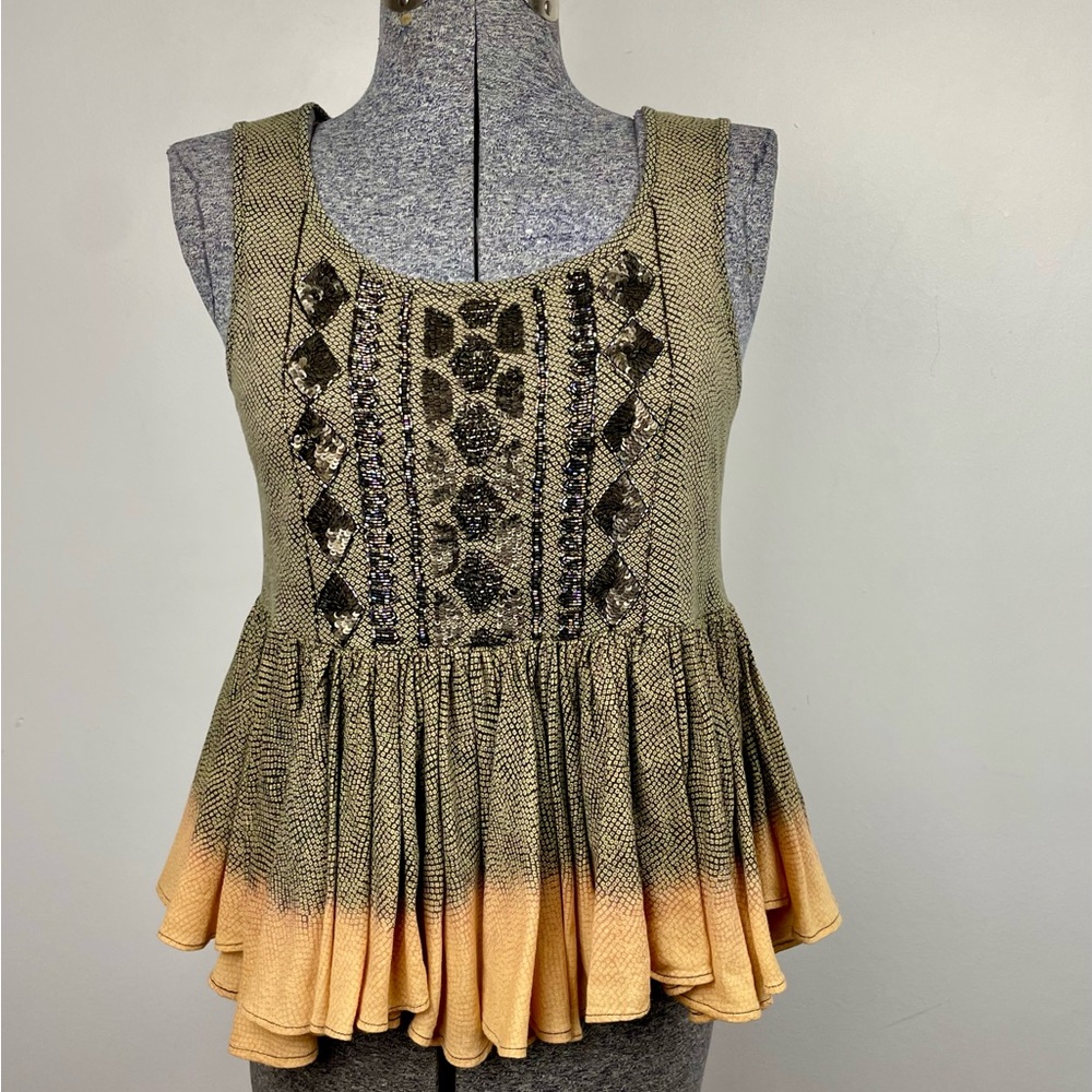 Anthropologie Akemi + Kin Suva swing top Sequinned Ombré Peplum tank